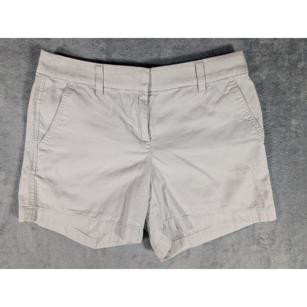 J.Crew Womens Light Gray Cotton Twill Mid Rise Cuffed Chino Shorts Inseam 4 Sz 2